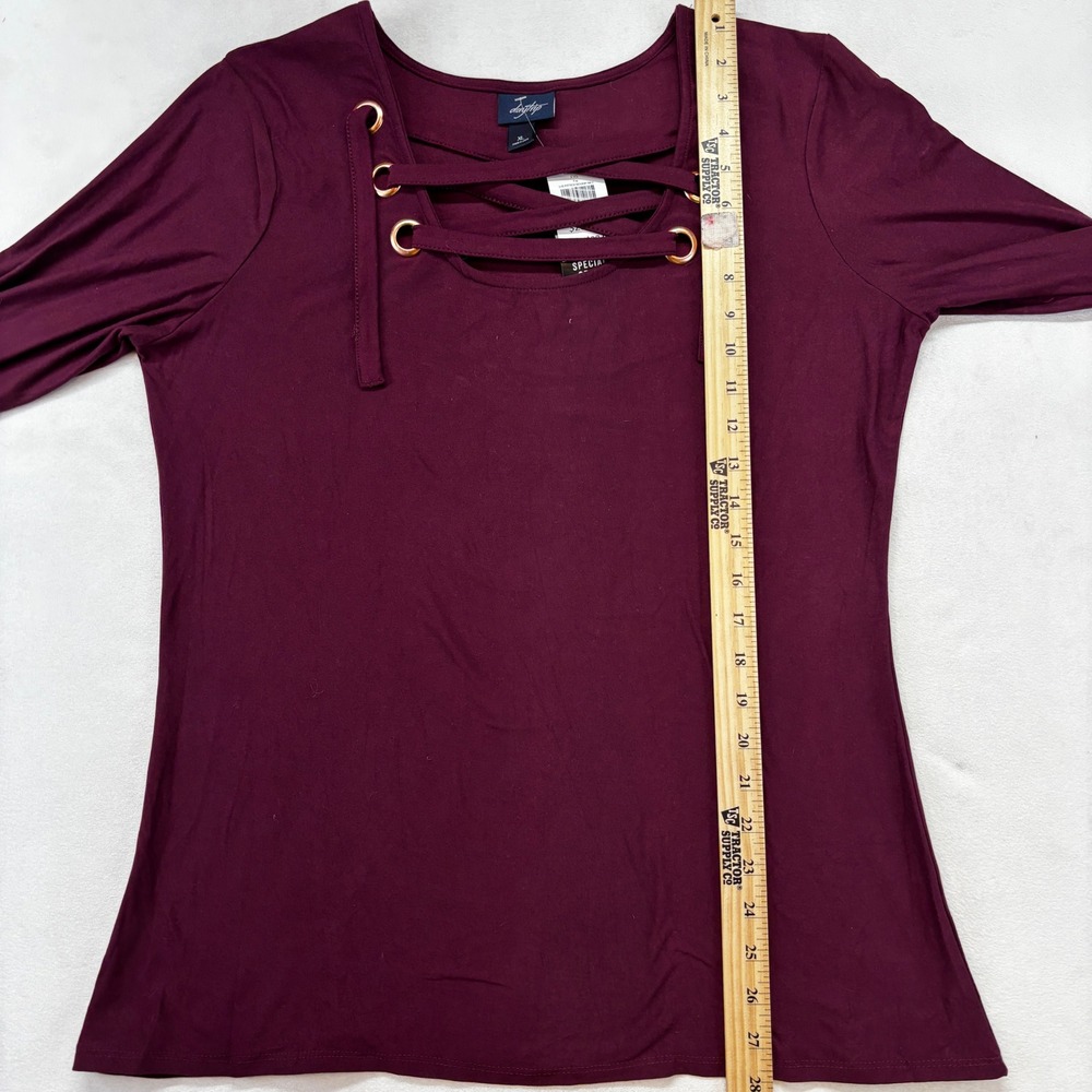 Daytrip Lace Up Top Women‎ XL Fig Burgundy Long Sleeve Grommet New Boho - Picture 4 of 9